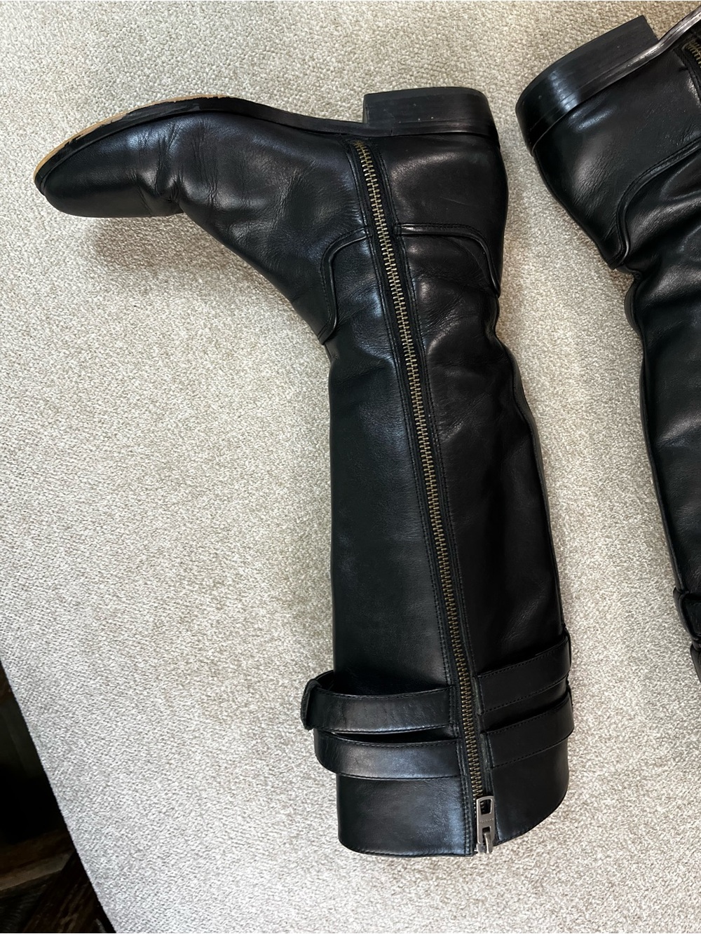 Women's Coach Linette 7 Black Leather Knee-High Riding Boots - Picture 10 of 13